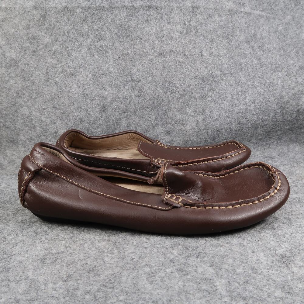 Dexter Shoes Mens 10.5 Casual Loafer Slip On Leather Brown Moc Toe Driving Flats
